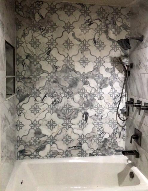 Patterned tile tub surround in Arlington